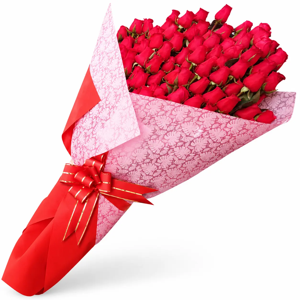 Ramo de cien rosas rojas para amor romántico elegante y abundante ideal para sorprender con entrega a domicilio en Lima